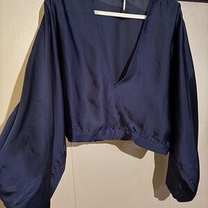 Free People satin navy top M